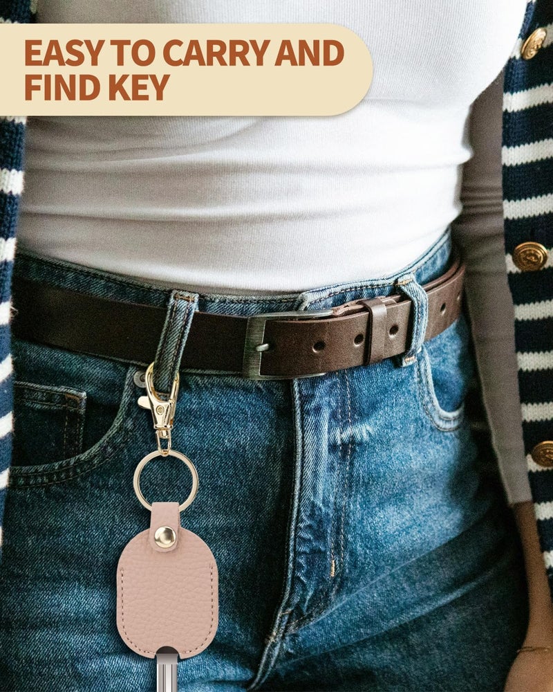 Aecsze Leather Car Key Cover, Key Covers for Car Keys, Broken Key Protector with Iron Key Ring (Pink) - Image 5